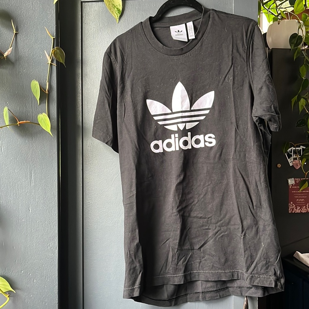 Men’s Black Cotton Adidas Logo Tee Tshirt Large